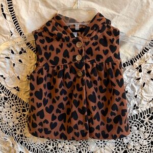 Carter’s Brown and Black Heart Patterned Hooded Vest Size 9M